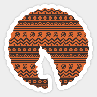 Afro Hair Woman with African Pattern, Black History Sticker
